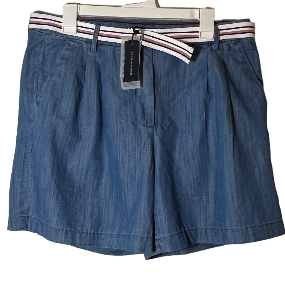 Tommy Hilfiger Blue Women's Shorts with Striped Belt
